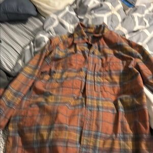 Men's Casual Button Down Shirt - Orange Plaid